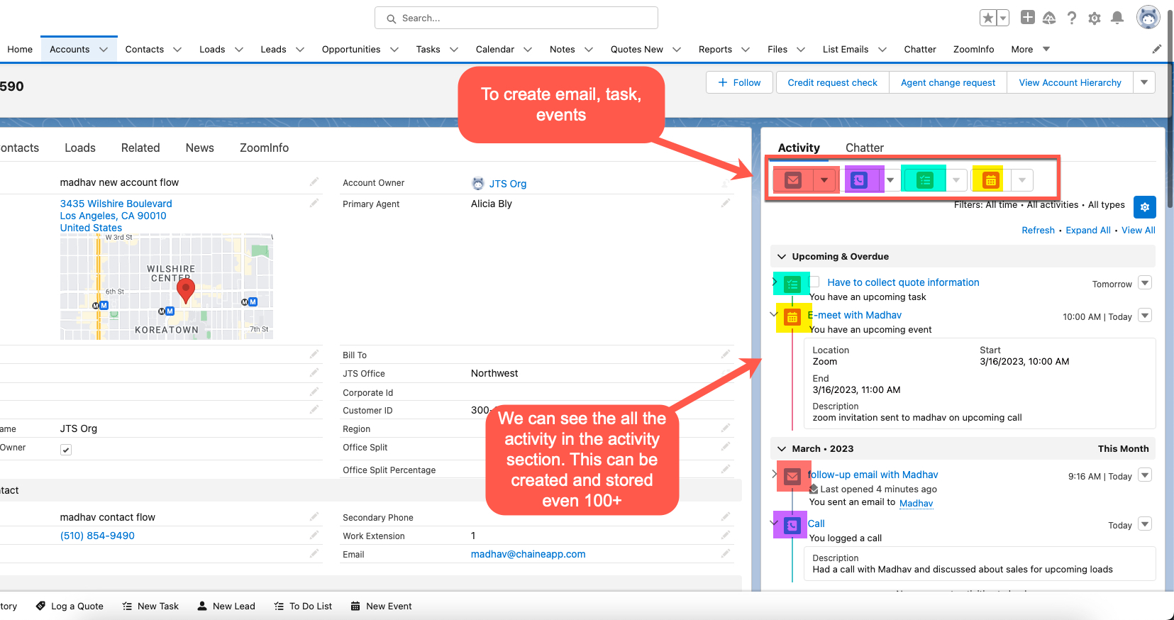 Activity history